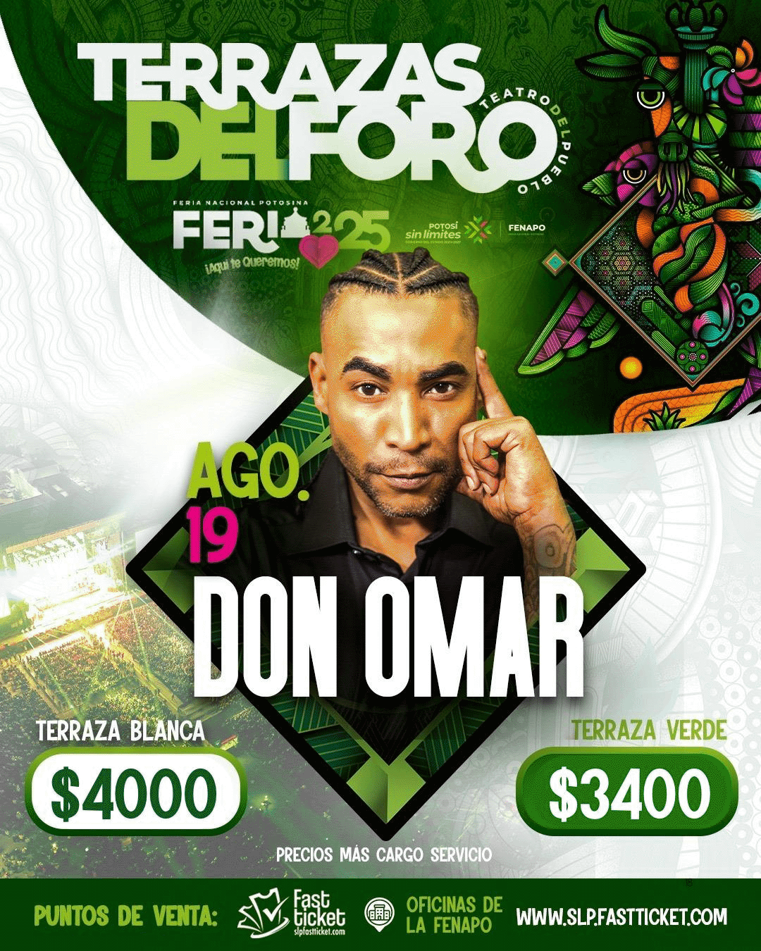 boletos Don Omar teatro pueblo Fenapo 2025