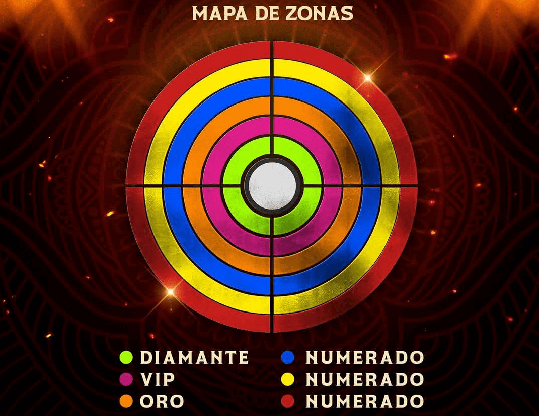 Mapa de zonas Palenque Fenapo 2025: Diamante, VIP, Oro, Azul, Amarilla, Roja