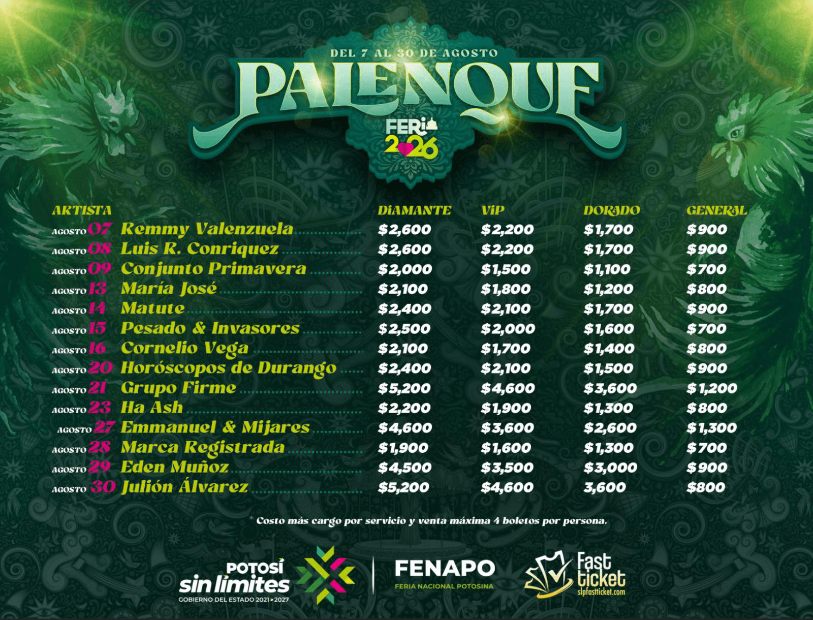 Precio boletos Palenque Fenapo 2026